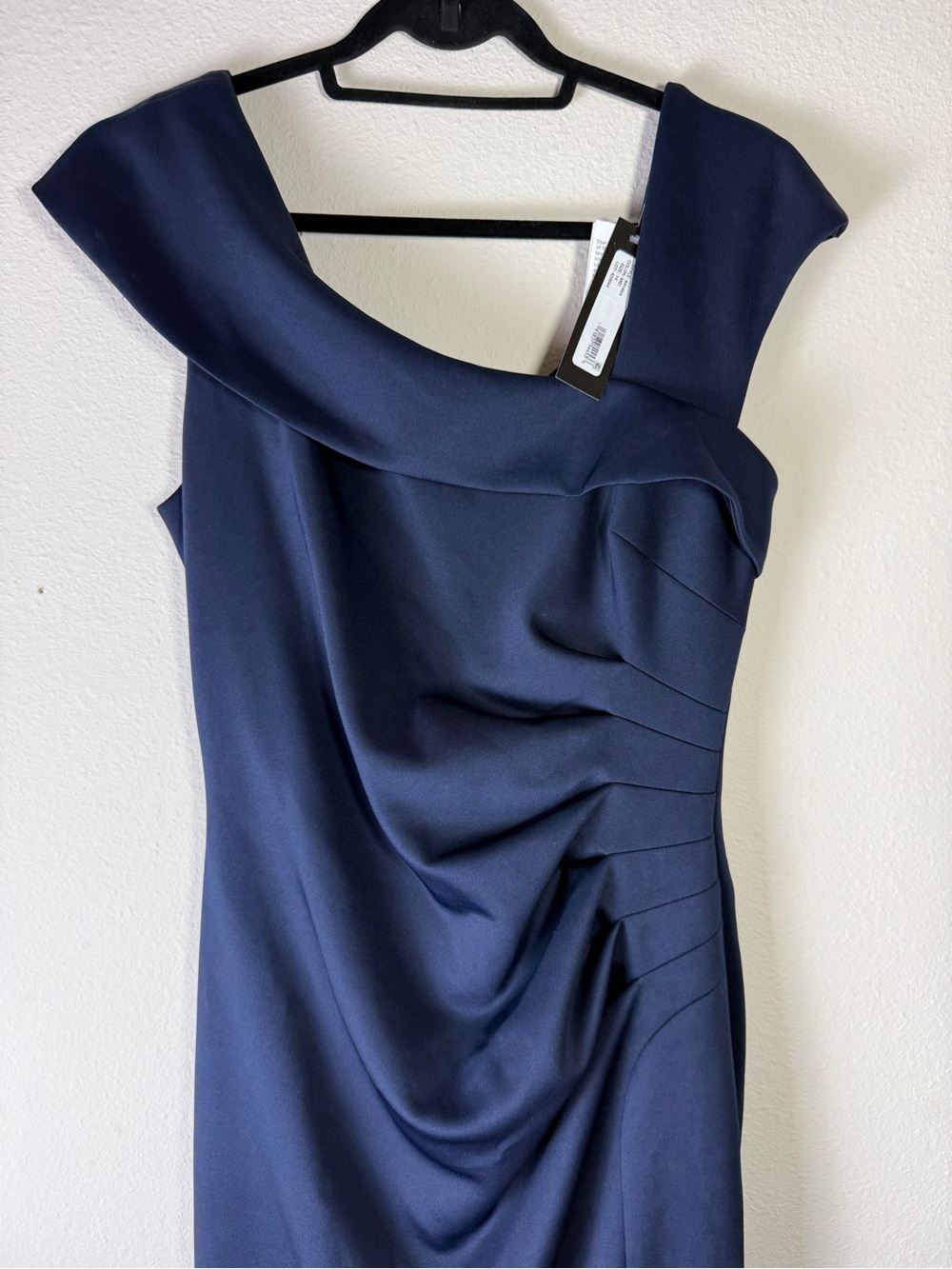 XSCAPE Navy Blue Ruched Maxi Dress 14 NWT Formal Evening Wedding Guest Gown - Picture 9 of 13